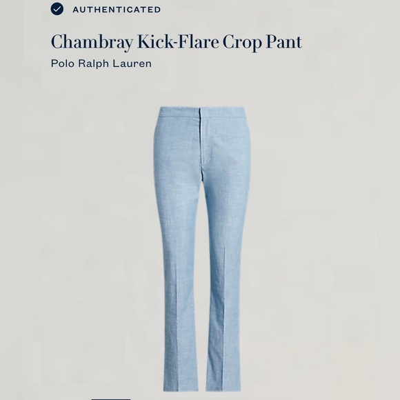 Polo Ralph Lauren Chambray Kick-Flare Crop 💯% cotton Pant , Size 6. - Picture 2 of 10